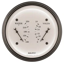 GAUGE; DUAL; WTMP/VOLT; 3 3/8in.; 250deg.F/18V; ELEC; OLD TYME WHITE image 2