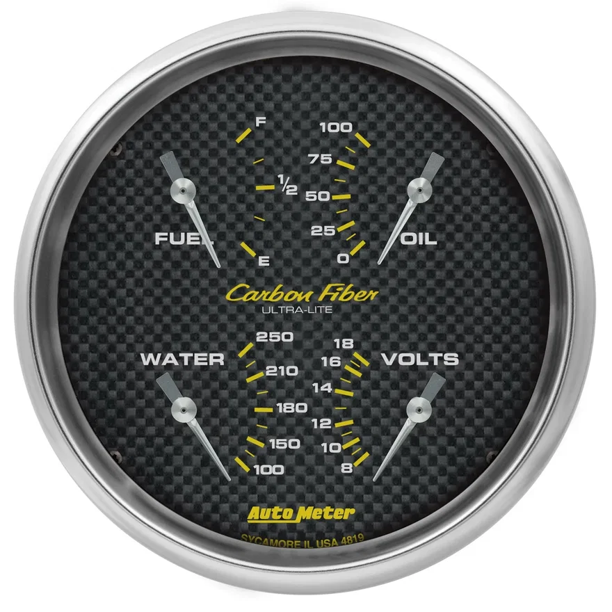 GAUGE; QUAD; 5in.; 0OE-90OF; ELEC; CARBON FIBER