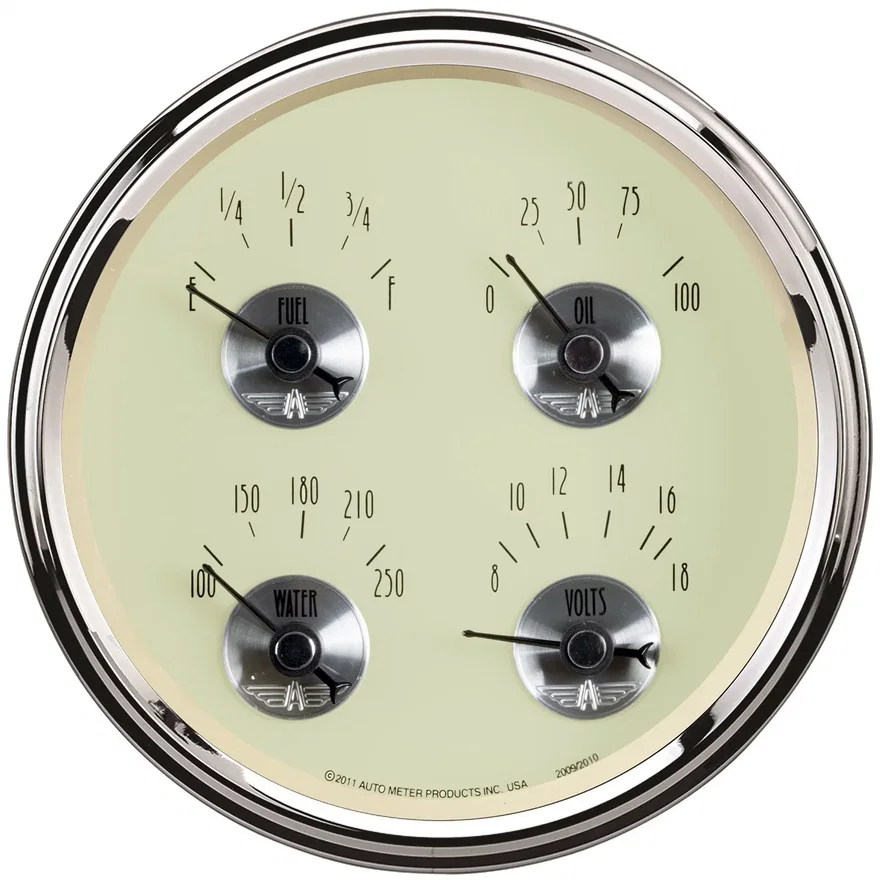 GAUGE; QUAD; 5in.; 240OE-33OF; ELEC; PRESTIGE ANTQ. IVORY