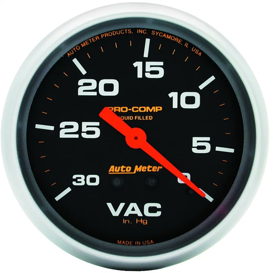GAUGE; VACUUM; 2 5/8in.; 30INHG; LIQUID FILLED MECH; PRO-COMP