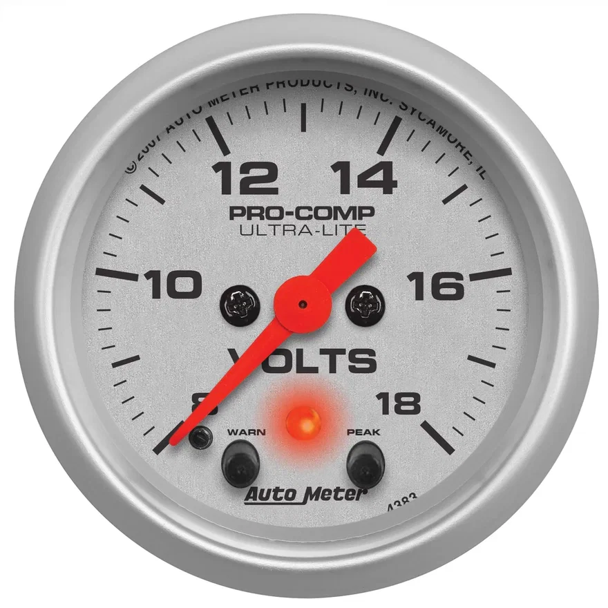 GAUGE; VOLTMETER; 2 1/16in.; 18V; DIGITAL STEPPER MOTOR W/PEAK/WARN; ULTRA-LITE