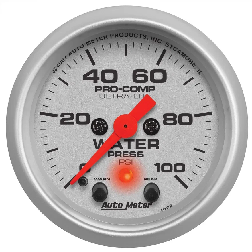 GAUGE; WATER PRESS; 2 1/16in.; 100PSI; STEPPER MOTOR W/PEAK/WARN; ULTRA-LITE