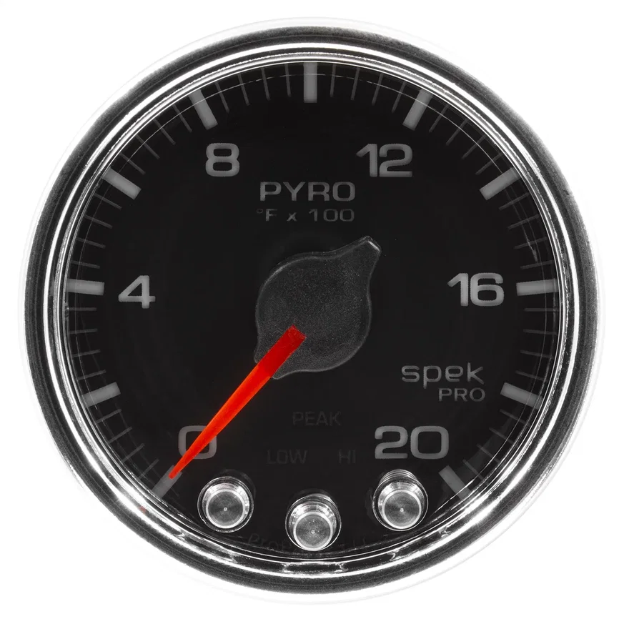 GAUGE; PYRO. (EGT); 2 1/16in.; 2000deg.F; STEPPER MOTOR W/PEAK/WARN; BLK/CHRM; S