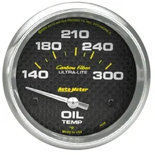 GAUGE; OIL TEMP; 2 5/8in.; 140-300deg.F; ELECTRIC; CARBON FIBER image 1