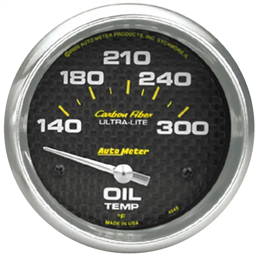 GAUGE; OIL TEMP; 2 5/8in.; 140-300deg.F; ELECTRIC; CARBON FIBER