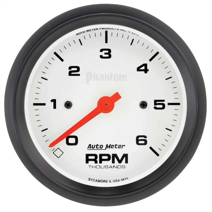 GAUGE; TACHOMETER; 3 3/8in.; 6K RPM; IN-DASH; PHANTOM
