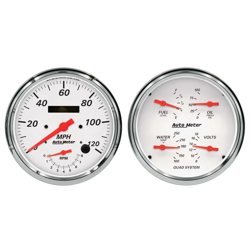 GAUGE KIT; 2 PC.; QUAD/TACH/SPEEDO; 5in.; ARCTIC WHITE