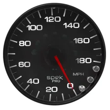 GAUGE; SPEEDOMETER; 5in.; 180 MPH; ELEC. PROGRAMMABLE; BLACK/BLACK; SPEK-PRO image 2
