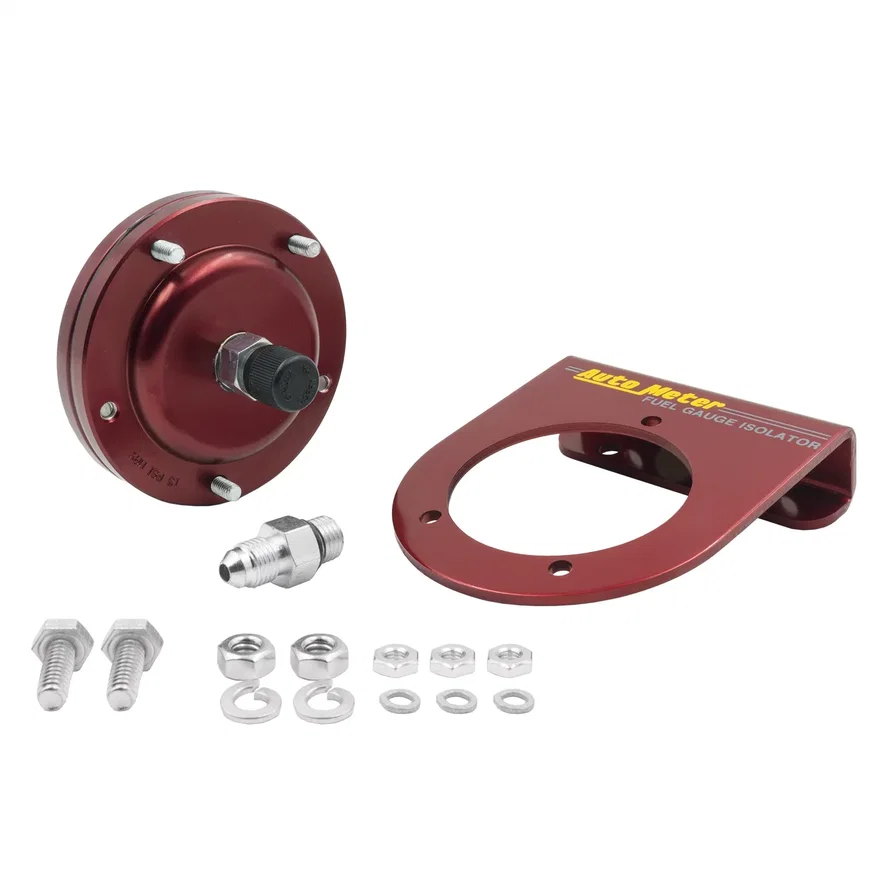 FUEL PRESS ISOLATOR KIT; FOR 15 PSI GAUGES; RED ANODIZED ALUMINUM;-4AN FITTINGS
