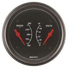 GAUGE; DUAL; WTMP/VOLT; 3 3/8in.; 250deg.F/18V; ELEC; DESIGNER BLACK image 2
