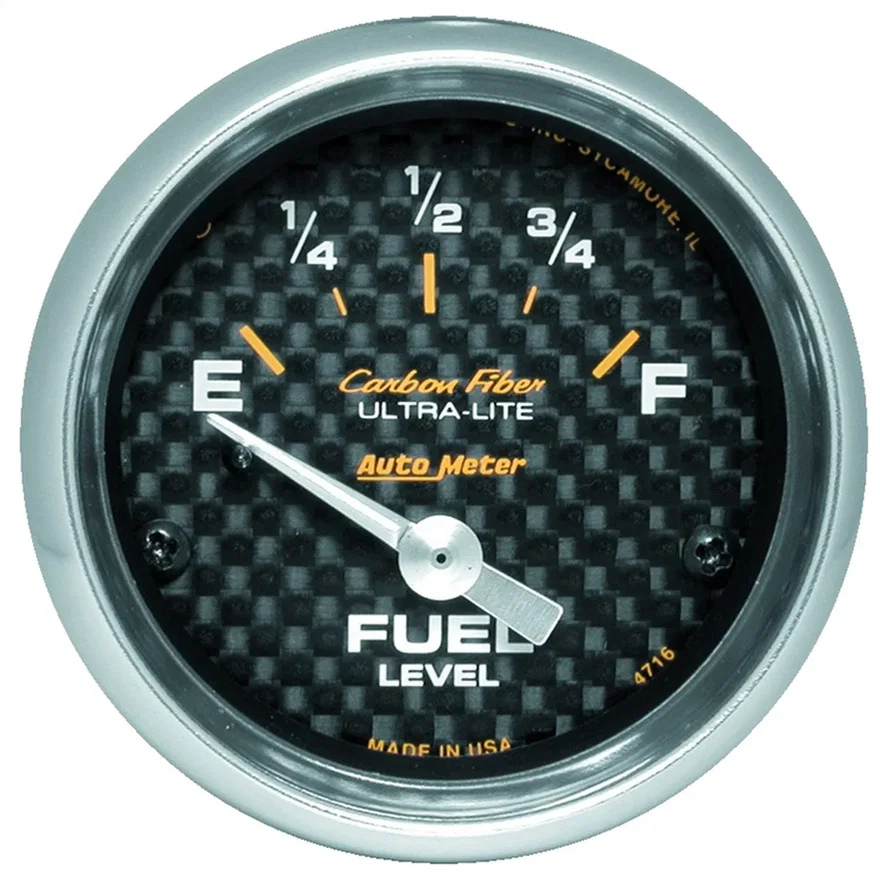 GAUGE; FUEL LEVEL; 2 1/16in.; 240OE TO 33OF; ELEC; CARBON FIBER