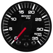 GAUGE; BOOST; 2 1/16in.; 35PSI; STEPPER MOTOR W/PEAK/WARN; BLACK/BLACK; SPEK-PRO image 5