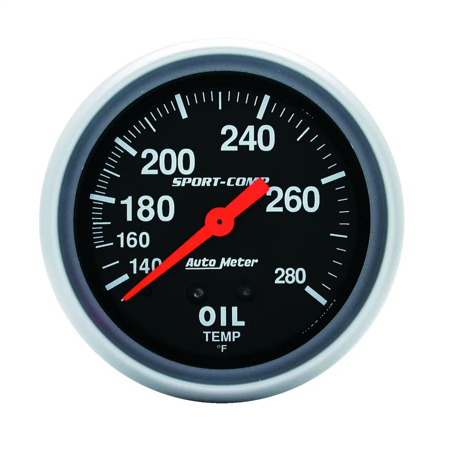 GAUGE; OIL TEMP; 2 5/8in.; 140-280deg.F; MECHANICAL; 12 FT.; SPORT-COMP