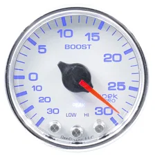 GAUGE; VAC/BOOST; 2 1/16in.; 30INHG-30PSI; STEPPER MTR W/PK/WRN; WHT/CHRME; SPEK image 1