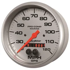 GAUGE; SPEEDOMETER; 5in.; 120MPH; GPS; MARINE SILVER image 2