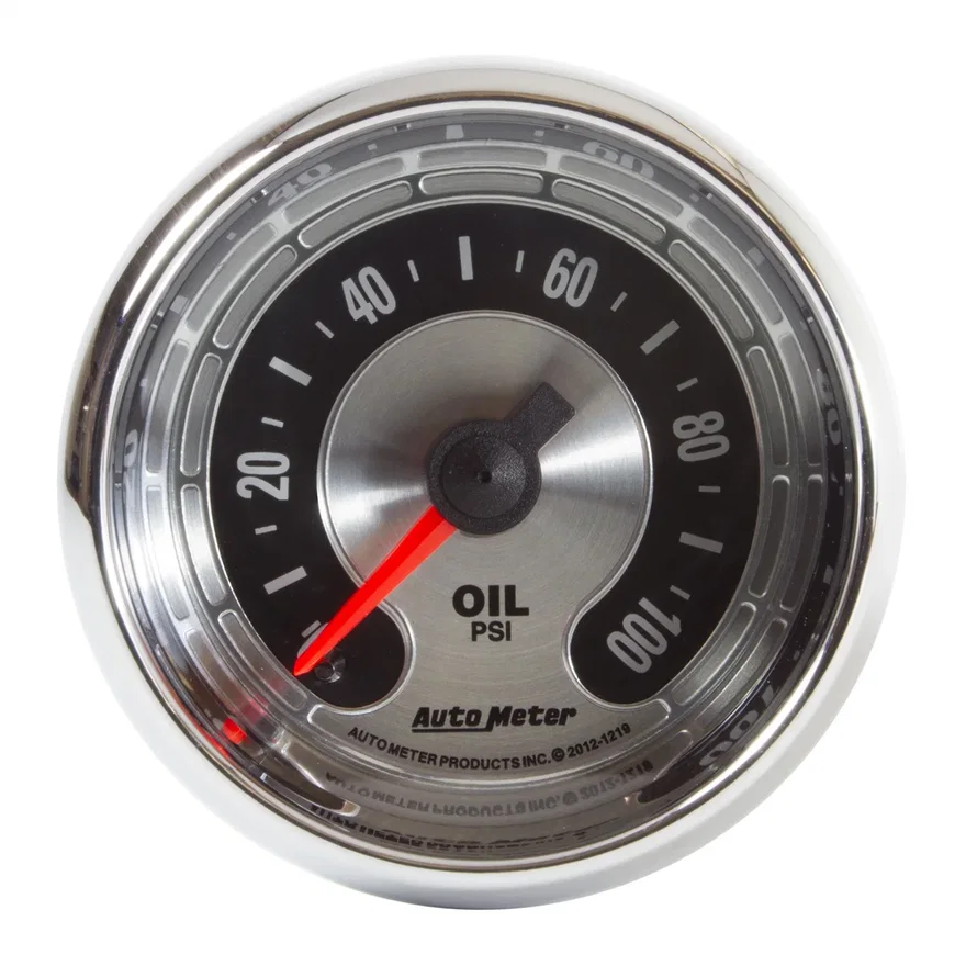 GAUGE; OIL PRESS; 2 1/16in.; 100PSI; MECH; AMERICAN MUSCLE