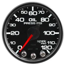 GAUGE; OIL PRESS; 2 1/16in.; 120PSI; STEPPER MOTOR W/PEAK/WARN; BLK/BLK; SPEK image 2