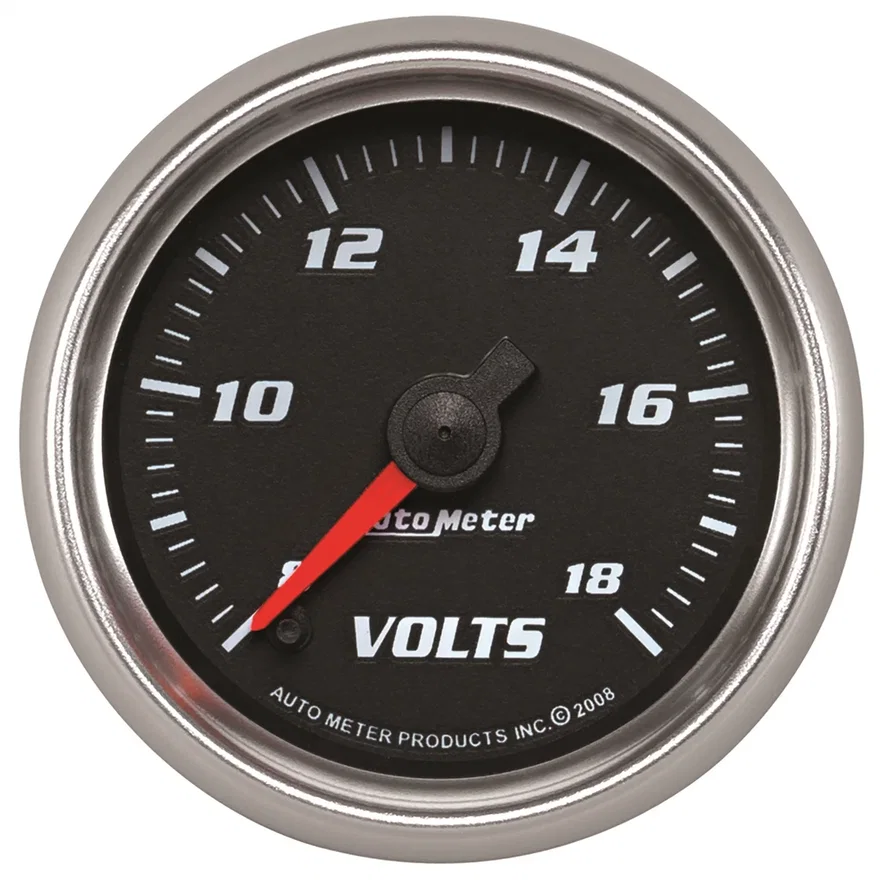 GAUGE; VOLTMETER; 2 1/16in.; 18V; DIGITAL STEPPER MOTOR; BLACK; PRO-CYCLE