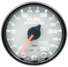 GAUGE; FUEL PRESS; 2 1/16in.; 30PSI; STEPPER MOTOR W/PEAK/WARN; SLVR/BLK; SPEK image 2