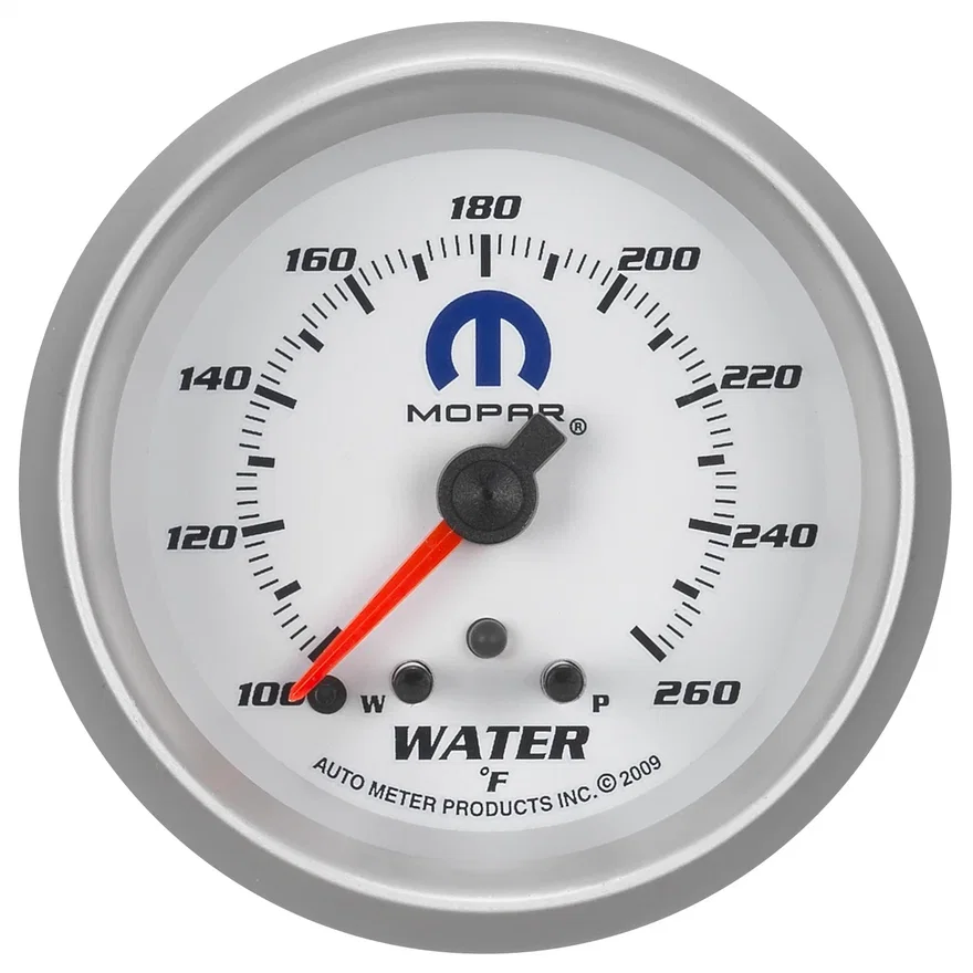GAUGE; WATER TEMP; 2 5/8in.; 260deg.F; STEPPER MOTOR W/PEAK/WARN; WHITE; MOPAR