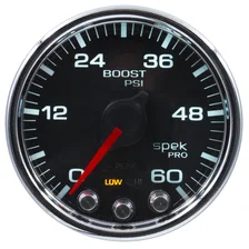 GAUGE; BOOST; 2 1/16in.; 60PSI; STEPPER MOTOR W/PEAK/WARN; BLK/CHRM; SPEK-PRO image 2