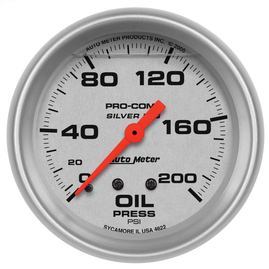 GAUGE; OIL PRESS; 2 5/8in.; 200PSI; LIQUID FILLED MECH; ULTRA-LITE