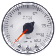 GAUGE; PYRO. (EGT); 2 1/16in.; 2000deg.F; STEPPER MOTOR W/PEAK/WARN; WHT/CHRM; S image 1