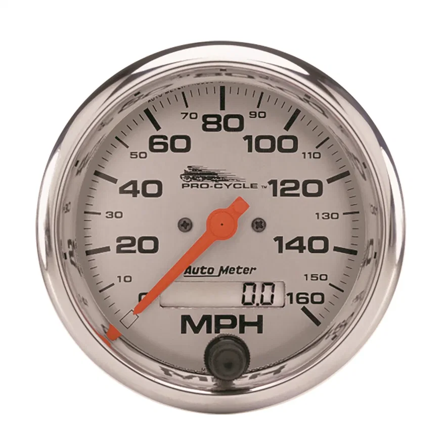 GAUGE; SPEEDO; 3 3/4in.; 160 MPH; ELEC; SILVER; PRO-CYCLE