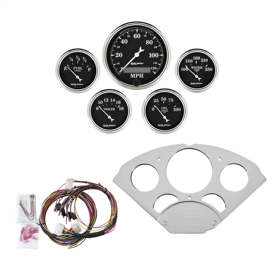 DIRECT FIT DASH KIT; CHEVY CAR 55-56; MPH/FUEL/OILP/WTMP/BAT; OTB