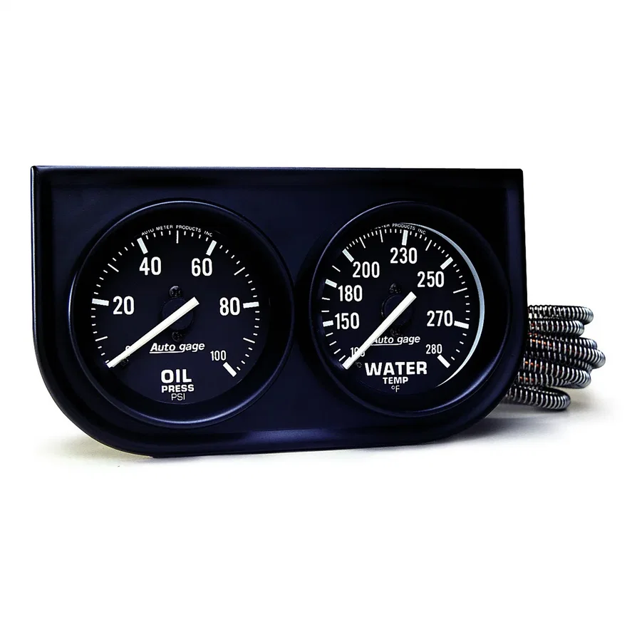 GAUGE CONSOLE; OILP/WTMP; 2in.; 100PSI/280deg.F; BLK DIAL; BLK BZL; AUTOGAGE