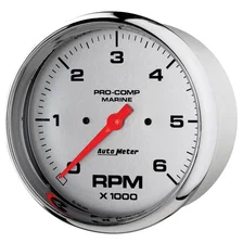 GAUGE; TACHOMETER; 5in.; 6K RPM; MARINE CHROME image 2