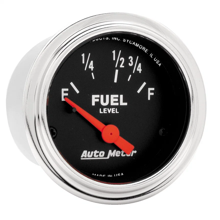 GAUGE; FUEL LEVEL; 2 1/16in.; 73OE TO 10OF; ELEC; TRADITIONAL CHROME