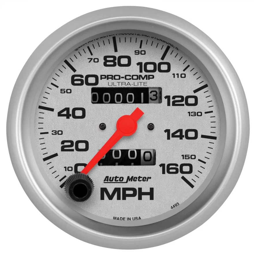 GAUGE; SPEEDOMETER; 3 3/8in.; 160MPH; MECHANICAL; ULTRA-LITE