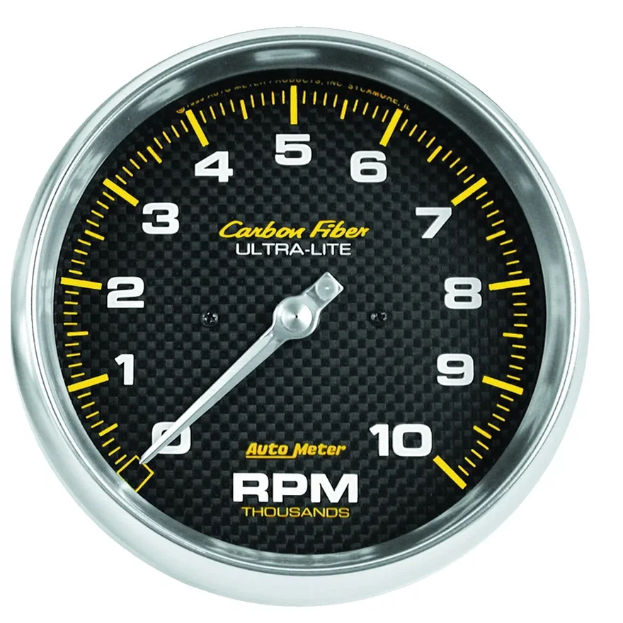 GAUGE; TACHOMETER; 5in.; 10K RPM; IN-DASH; CARBON FIBER