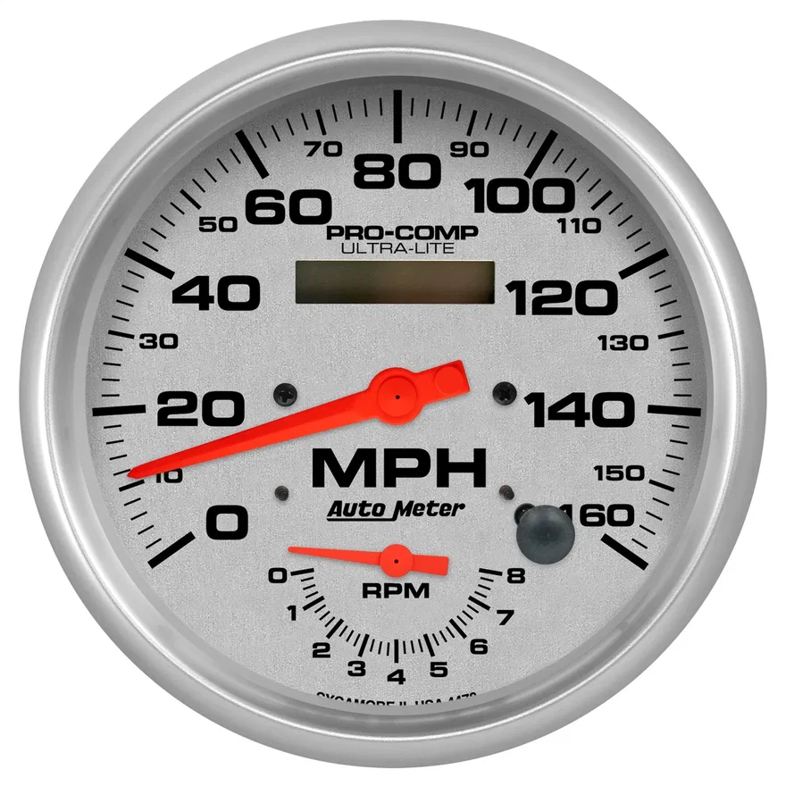 GAUGE; TACH/SPEEDO; 5in.; 160MPH/8K RPM; ELEC. PROGRAM.; ULTRA-LITE