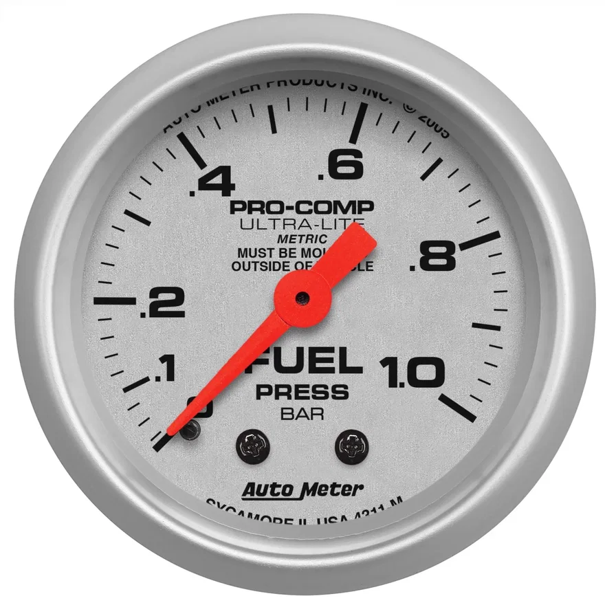 GAUGE; FUEL PRESSURE; 2 1/16in.; 1.0BAR; MECHANICAL; ULTRA-LITE