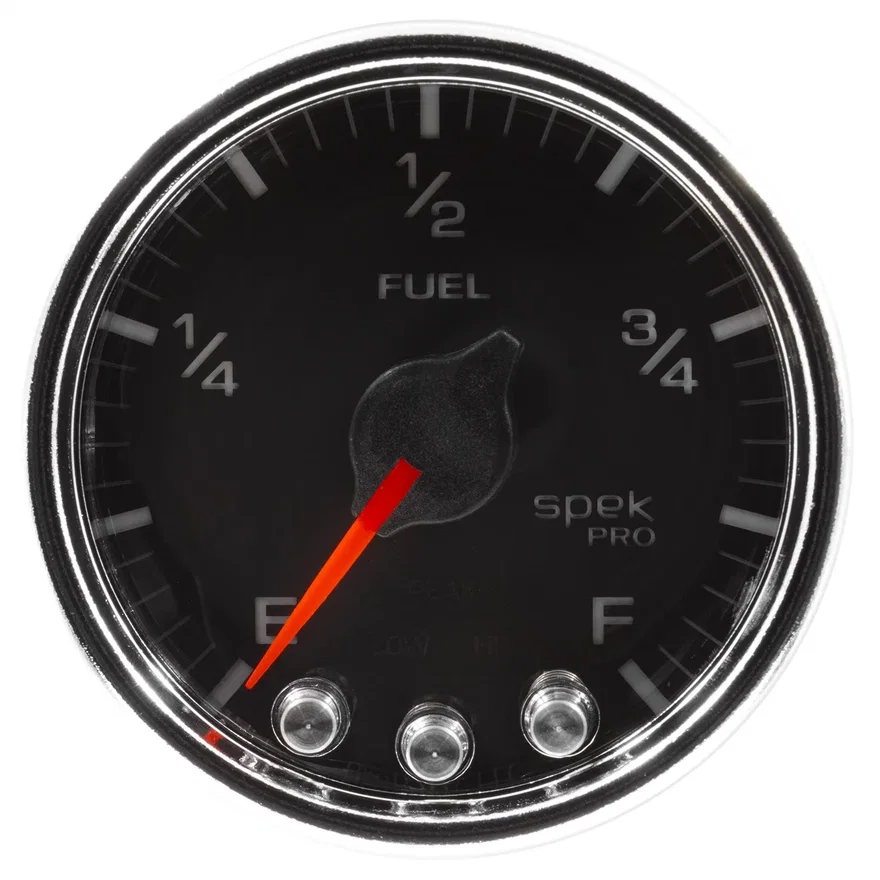GAUGE; FUEL LEVEL; 2 1/16in.; 0-270O PROGRAMMABLE; BLK/CHRM; SPEK-PRO
