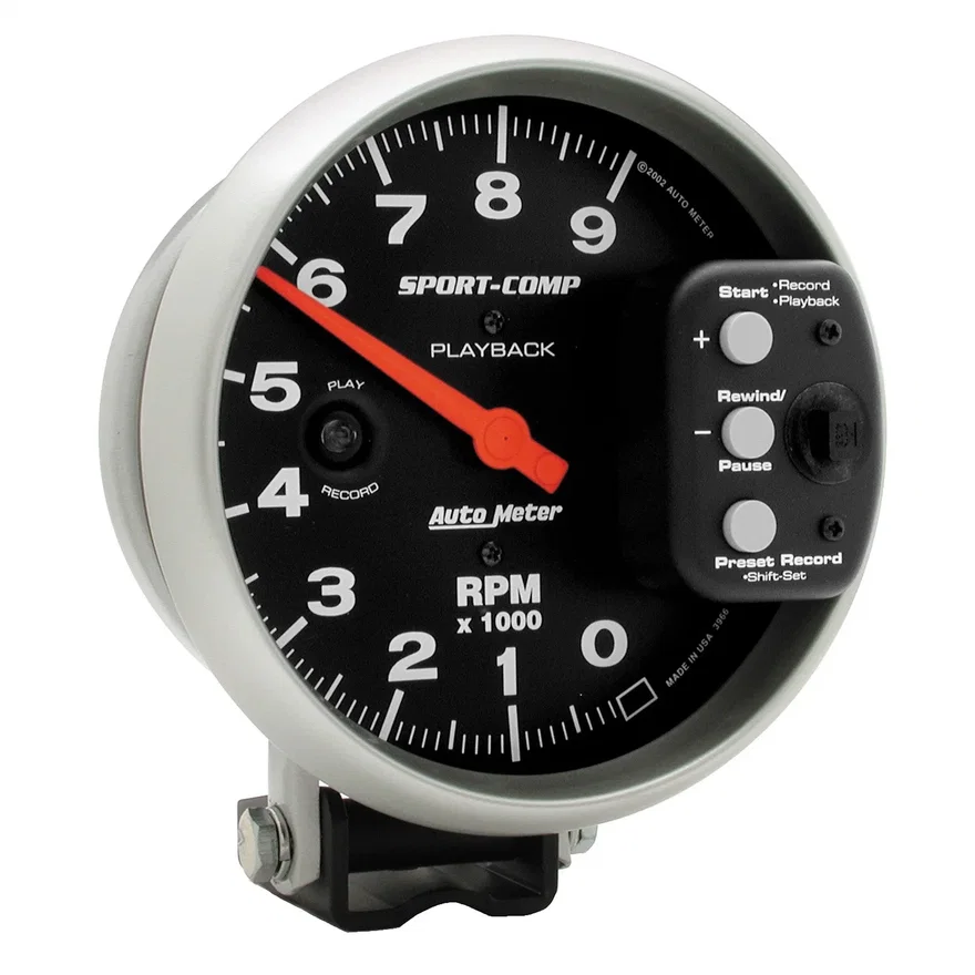 GAUGE; TACHOMETER; 5in.; 9K RPM; PEDESTAL W/RPM PLAYBACK; SPORT-COMP