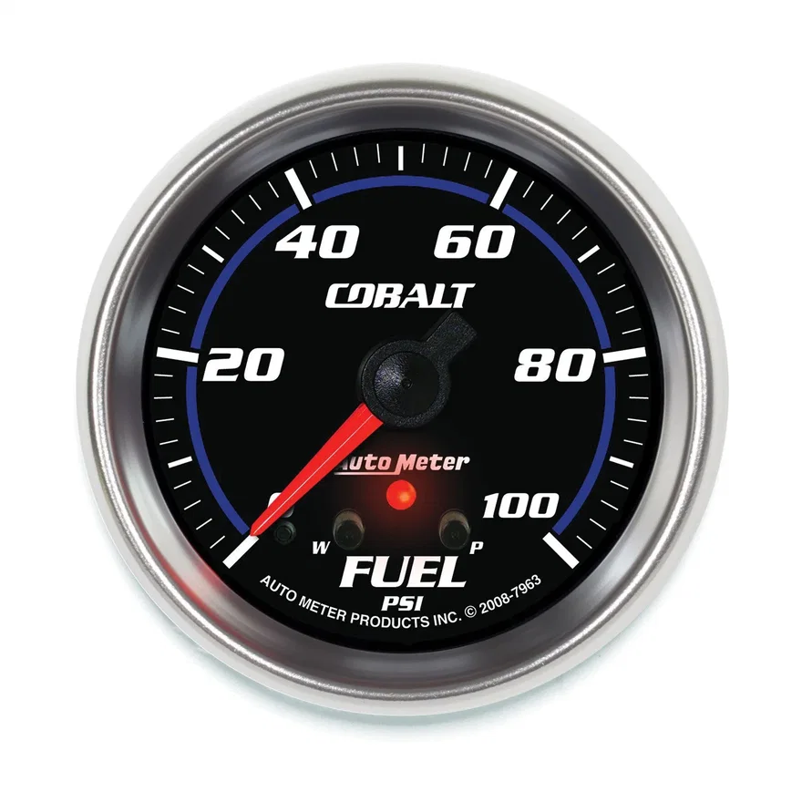 GAUGE; FUEL PRESS; 2 5/8in.; 100PSI; STEPPER MOTOR W/PEAK/WARN; COBALT