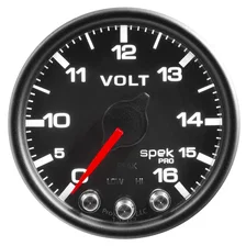 GAUGE; VOLTMETER; 2 1/16in.; 16V; STEPPER MOTOR W/PEAK/WARN; BLK/BLK; SPEK-PRO image 2