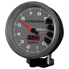 GAUGE; TACH; 5in.; 9K RPM; PEDESTAL; DATALOGGING; ULTIMATE III PLAYBACK; SILVER image 3
