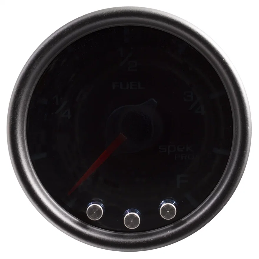GAUGE; FUEL LEVEL; 2 1/16in.; 0-270O PROGRAMMABLE; BLK/SMOKE/BLK; SPEK-PRO