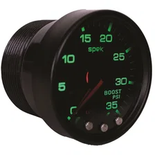 GAUGE; BOOST; 2 1/16in.; 35PSI; STEPPER MOTOR W/PEAK/WARN; BLK/SMOKE/BLK; SPEK image 2