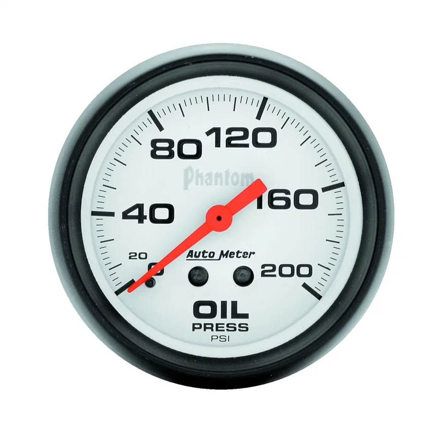 GAUGE; OIL PRESSURE; 2 5/8in.; 200PSI; MECHANICAL; PHANTOM