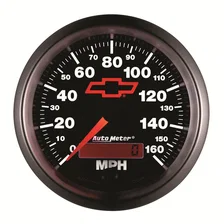 GAUGE; SPEEDOMETER; 3 3/8in.; 160MPH; ELEC. PROGRAMMABLE; CHEVY RED BOWTIE; BLAC image 4