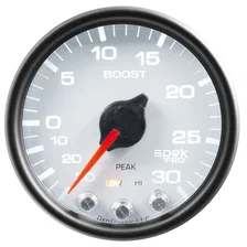 GAUGE; VAC/BOOST; 2 1/16in.; 30INHG-30PSI; STEPPER MOTOR W/PK/WRN; WHT/BLK; SPEK image 2