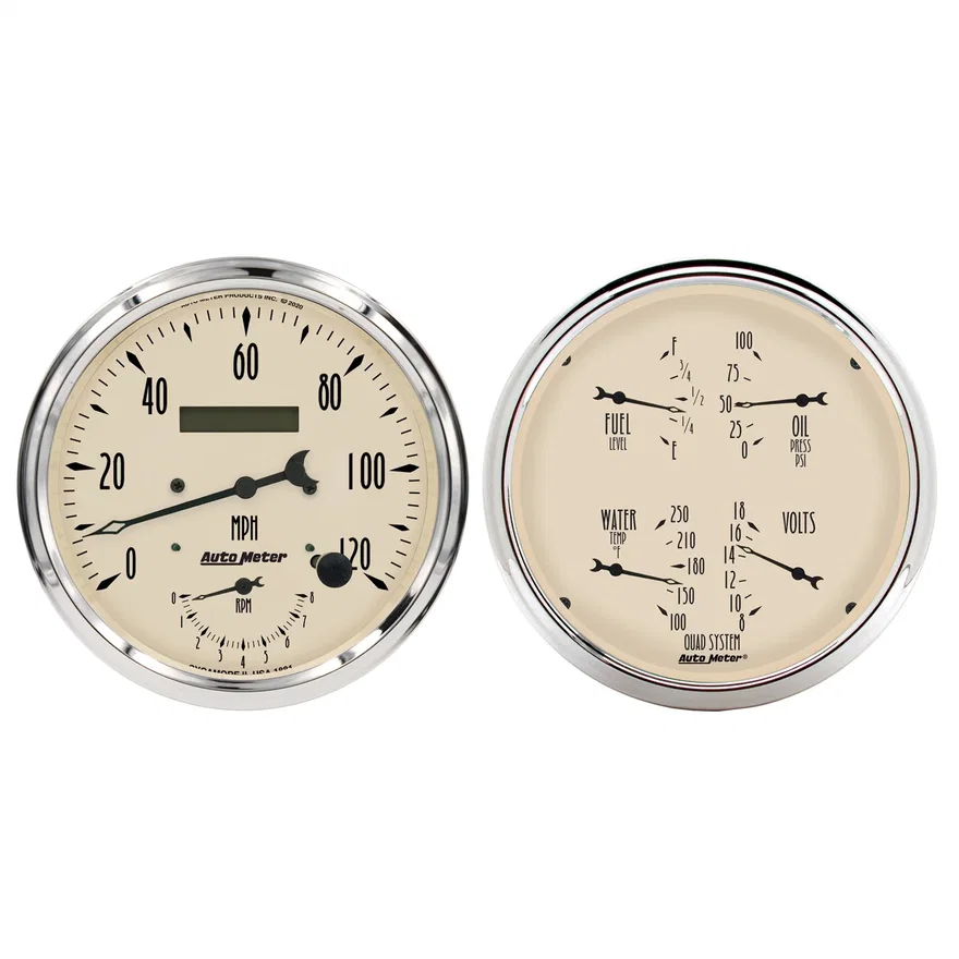 GAUGE KIT; 2 PC.; QUAD/TACH/SPEEDO; 5in.; ANTIQUE BEIGE