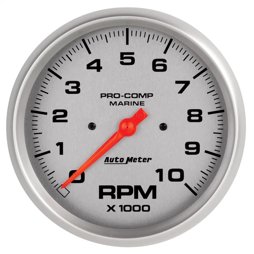 GAUGE; TACHOMETER; 5in.; 10K RPM; MARINE SILVER