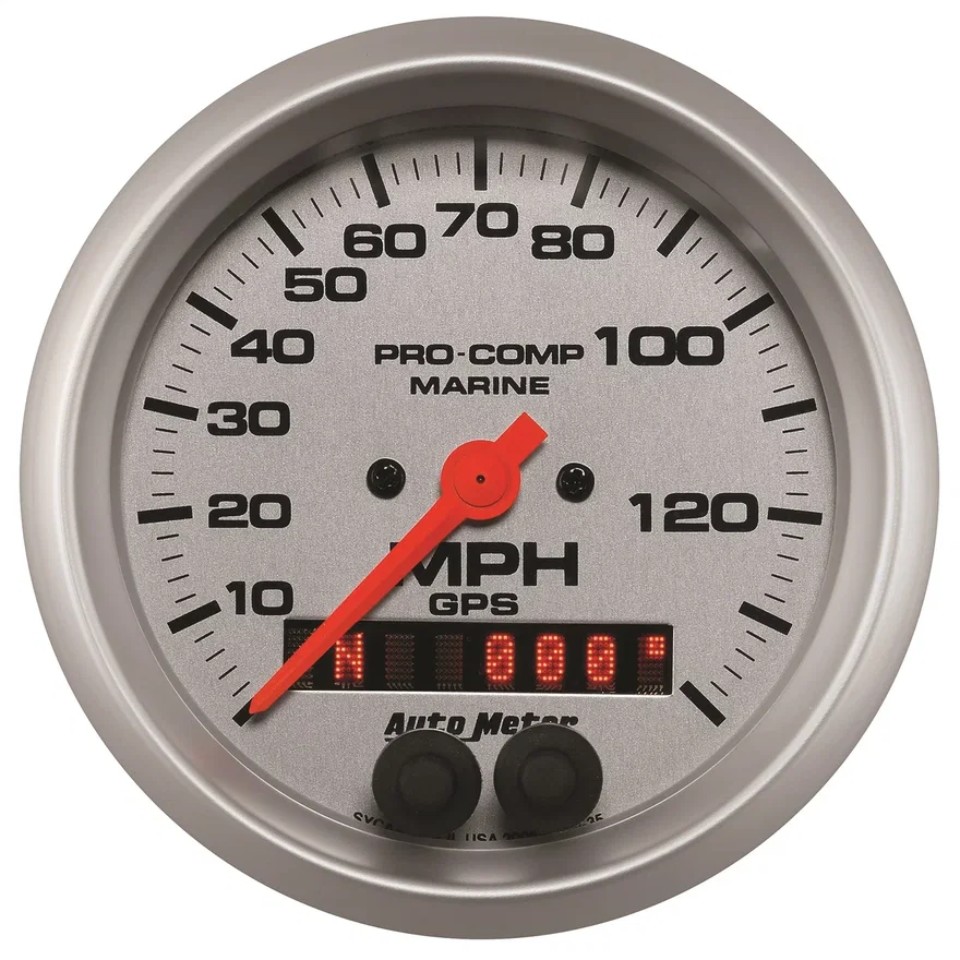 GAUGE; SPEEDOMETER; 3 3/8in.; 140MPH; GPS; MARINE SILVER