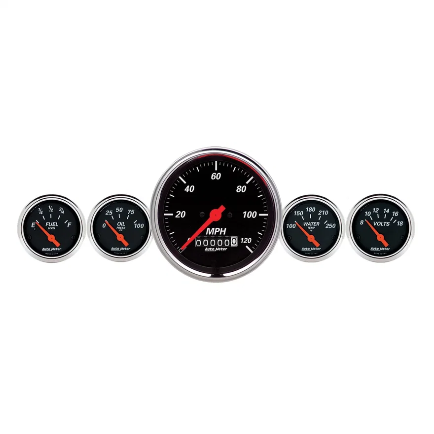 GAUGE KIT; 5 PC.; 3 3/8in./2 1/16in.; ELEC. SPEEDOMETER; DESIGNER BLACK